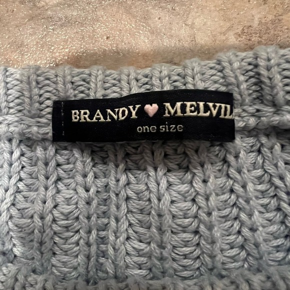Brandy Melville OS Relaxed Fit Knit Sweater Powder Blue Soft Cozy Pullover - Picture 2 of 7